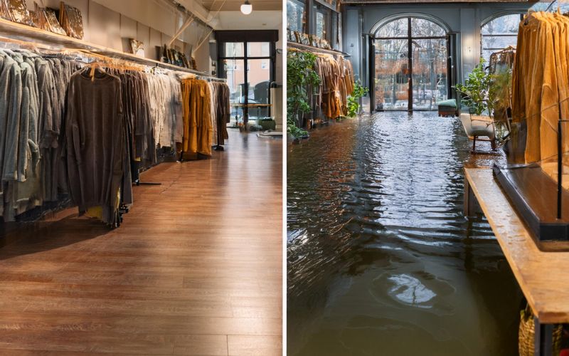 Butikslokal – akut renovering efter översvämning i Vasastan, Stockholm